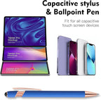 12 PCS 2 in 1 Stylus Ballpoint Pen with Stylus Tip, 1.0 mm Black Ink Metal Pen Stylus Pen for Touch Screens (Rose Gold & Light Blue)