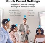 4K USB/HDMI/LAN PTZ Camera, Ergo-Ease Remote Control, Auto Focus, 18X Optical Zoom, Live Streaming for Video Conference, Meeting, Church, Event, Teaching