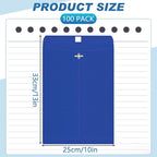 Geyee 100 Pcs Clasp Manilla Envelopes 10 x 13 Inch Gummed Colored Envelopes for Storing or Mailing for Home Office Business Supplies(Navy Blue)