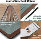 ZXHQ A4 360 Pages Lined Journaling Notebooks with Pen, Journals for Women Men Writing Notebook, Brown Edge, Hardcover, A4 Size 8.5'' x11'' Grey