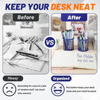 Segarty Pen Cup, 6 Pack Round Cute Dark Blue Pen Holder for Desk, Wire Mesh Pencil Holder Container Set, Desktop Organizer for Office Supplies, Maker, School, Home Storage, Makeup Brush