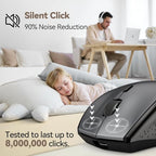 TECKNET Wireless Mouse Jiggler, USB-C Rechargeable Mouse, Silent Mouse Quiet Click, Build-in Mouse Mover, 6400 DPI Ergonomic Mouse, 2.4G Cordless Computer Mice for Mac, Laptop, Desktop, PC