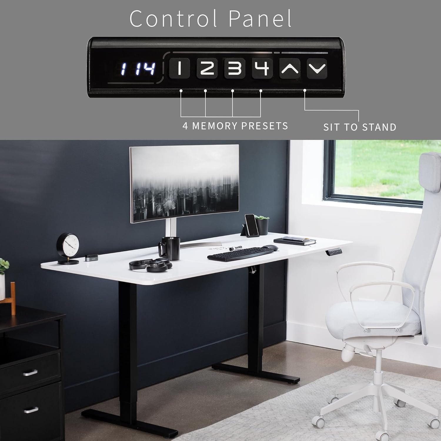 VIVO Electric Dry Erase 71 x 30 in Standing Desk, Memory Height Adjustment, 1B Series, Whiteboard Top Black Frame, DESK-KIT-1B7WE