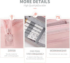 HVOMO Pencil Case Large Capacity Pencil Pouch Handheld Pen Bag Cosmetic Gift for Office School Teen Girl Boy Men Women Adult (Pink)