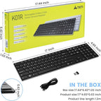 K01R Wireless Keyboard, 2.4G Slim and Compact Wireless Keyboard with Numeric Keypad, Long Battery Life, Lag-Free for PC Laptop Computer Windows, Black