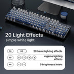EWEADN Typewriter Keyboard Wireless Mechanical Keyboard, 104 Keys Gradient Color Typewriter Keyboards with White Backlit, Anti-Ghosting, Blue Switch Bluetooth/2.4GHz/Wired Keyboards-Blue