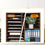 EasyPAG Mail Organizer Countertop, Wood Literature Organizer with Adjustable Shelves, Student Classroom Mailbox for School, Desktop Paper Sorter for Office Home, 36 Compartments, Archaize