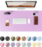 YSAGi Leather Desk Protector, Office Mat, Large Mouse Mat, Non-Slip PU Leather Blotter, Laptop Desk, Waterproof Writing Pad for Office and Home (Taro Purple, 35.4" x 17")