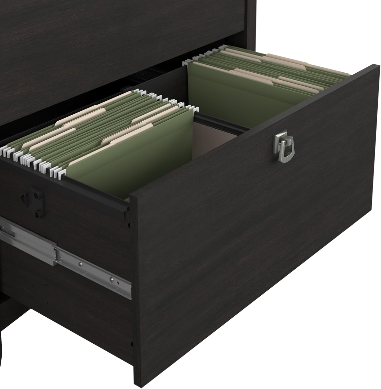 Bush Furniture Salinas 2 Drawer Lateral File Cabinet in Vintage Black, Home Office Storage Solution, Organizer with Drawers for Workspace, Filing Unit