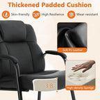 CLATINA Big & Tall 500 lb. Guest Chair, Leather Reception Chairs with Sled Base and Padded Arm Rest for Waiting Room Office Home and Meeting Conference-Black