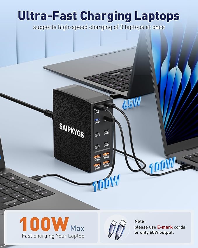 Charging Station (600W),12-Port USB C Charger Block with Dual 100W PD USB-C Fast Charging Station Hub for MacBook Pro/Air/All iPad iPhone 17/16 15/14/13/Pro Max/Samsung Galaxy Note (Black)