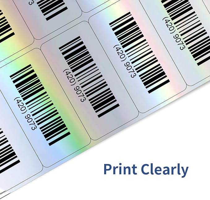 STARLIBOO Shipping Labels Stickers, 2"×4" Printable Holographic Mailing Labels for Laser/Inkjet Printing- Matte, Permanent Adhesive Sticker (Holographic Silver)