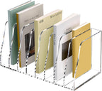 SANRUI Acrylic Desk File Organizer, 8 Vertical Compartments Clear Magazine File Holder Workspace Sorters, Folder Rack for Office Accessories Organization Storage