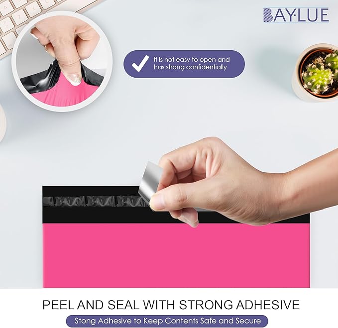 Hot Pink Poly Mailers 9x12 Inch | Strong Adhesive Self-Seal mailer Bags | Tamper, Tear, Water Resistant Shipping Envelopes | Thick Strong Material Polymailer Bags Clothing Bag | 1000 Pack Bulk