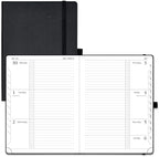 POPRUN Planner 2025-2026 (Medium 6.75''x 8.75''), Horizontal Weekly Notebook Jul.2025 - Jun.2026, Academic Appointment Book with Monthly Tabs, Leather Hardcover, Inner Pocket, 100 GSM - Black