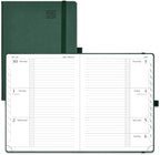 POPRUN Planner 2025-2026 (Medium 6.75''x 8.75''), Horizontal Weekly Notebook Jul.2025 - Jun.2026, Academic Appointment Book with Monthly Tabs, Leather Hardcover, Inner Pocket, 100 GSM - Army Green