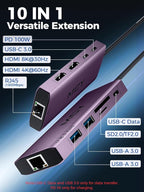MCY USB C Hub,Laptop Docking Station Dual Monitor Single 8K,2x4K@60Hz,10 in 1 Type-C Multiport Adapter with 2 HDMI,PD100W,Extender Splitter,Card Reader,Ethernet Dock for Mac/Dell/HP/Surface/Steam Deck