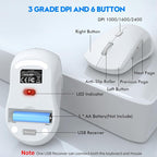 Wireless Keyboard and Mouse Combo, E-YOOSO 2.4GHz Full Sized Ergonomic Wireless Keyboard with Wrist Rest, 3 DPI Adjustable and 6 Buttons Cordless USB Mouse for Computer, Laptop, PC, Windows (White)