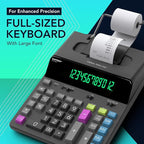 CATIGA 12 Digit Thermal Printing Calculator with Tape Print Out, Ink-Free Adding Machine, 5X Faster Quite at 8.0 LPS, Extra Large Fluorescent Display, Tax Calculation with Clock and Calendar, SP-2401