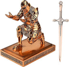 King's Guard Knight Pen Holder Pen Stand Desk Organizers and Accessories Resin Pencil Holder as Gift for Office and Home (Copper(Plating))