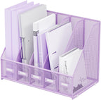 Marbrasse Desk File Organizer with 5 Vertical Compartments Mesh Magazine File Holder for Office, Home, School
