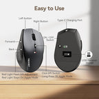 TECKNET Wireless Mouse Jiggler, USB-C Rechargeable Mouse, Silent Mouse Quiet Click, Build-in Mouse Mover, 6400 DPI Ergonomic Mouse, 2.4G Cordless Computer Mice for Mac, Laptop, Desktop, PC