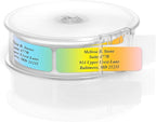 Cascading Rainbow Medley Personalized Return Address Labels with Elegant Plastic Dispenser - Roll of 250 Custom Stickers