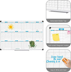 XBoard Magnetic Calendar Whiteboard 48" x 36", 12 Months Calendar Dry Erase Board, Silver Aluminium Framed White Board Planner for Home School Office Organization