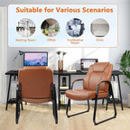 CLATINA Big & Tall 500 lb. Guest Chair, PU Leather Office Reception Chairs with Sled Base, Desk Chair No Wheels for Waiting Room Conference Lobby Computer Living Room, Brown, 8 Pack