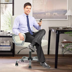 CLATINA Office Computer Desk Chair Executive Mid Back Chair Comfortable Ergonomic Managerial Chair Adjustable PU Leather Home Office Desk Chair Swivel, White 4PK