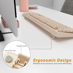 Wireless Keyboard and Mouse Combo, Cute Colorful 104 Keys Typewriter Retro Round Keycaps Keyboard for PC Laptop,Desktop,Windows, Home and Office Keyboards Coffee