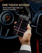 typecase Mens Wallet Card Holder: Pop Up Aluminum Case, Carbon Fiber Leather, Smart, RFID Blocking, Slim, Minimalist, Front Pocket - 9-14 Card Capacity | ID Window | Cash Slot (Plaid)
