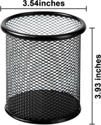 QYH Mesh Pen Cup Metal Pencil Holder for Desk 6 Packs Black Pen Organizer Office 3.54x3.93 Inch