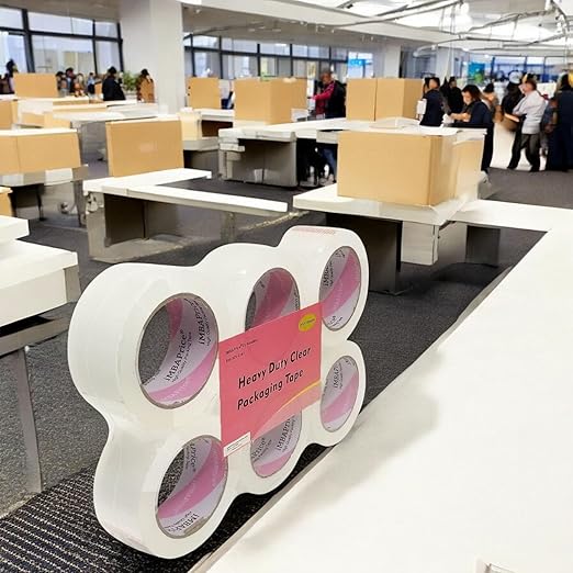 iMBAPrice 2-Inches Clear Sealing Tape, 6 Rolls of 110 Yards (6 x 330 Feet) 2" Wide Shipping Tape for Box Office Moving Packaging Shipping