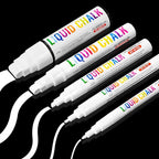 White Chalk Markers For Chalkboard, Liquid Chalk Markers Erasable 5 Variety Pack - 1mm Ultra Fine Tip, 3mm Fine Tip, 6mm Medium, 10mm Bold, 15mm Jumbo For Blackboard, Car Window, Signs, Glass, Bistro