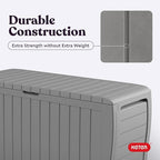 Keter Marvel Plus 71 Gallon Resin Deck Box-Organization and Storage for Patio Furniture Outdoor Cushions, Throw Pillows, Garden Tools and Pool Floats, Light Grey