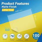Uinkit Matte Thermal Laminating Pouches 9 x 11.5 Inches 3 Mil Thick Matte Finish 100 Sheets Large Package Fitted for Letter Size Laminating Sheets 8.5 x 11