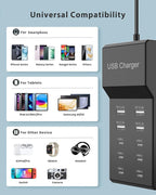 USB C Charger Block 10-Port USB-C Charging Station 6 USBC Ports & 4 USB-A Ports Total 50W USB Power Strip for Multi Devices for iPhone 16 17 15 14 13 12 Se, Galaxy, Pixel, Tablet, Camera, Headphones
