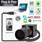 SVPRO 2MP USB Web Camera - 5-50mm 10X Optical Zoom Lens, CS Mount, 1080P HD CMOS, 100fps/60fps, UVC Mini Cam OTG, Drive Free PC Webcam
