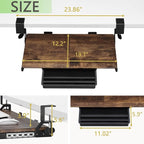 ETHU Keyboard Tray Under Desk, 19.7" X 12.2" Small Size C Clamp Keyboard Drawer Under Desk, Computer Keyboard Stand Slide Pull Out, Ergonomic Keyboard Tray for Home, Office (Wood)