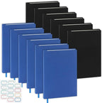Jumbo Book Covers 12 Pack Reusable Fabric Book Cover Protective Book Covers 9 x 11 Inch Black and Blue Stretchable Book Sleeve Cover with Label Sticker for Most Hardcover Books Up to 10 x 12.5 Inch