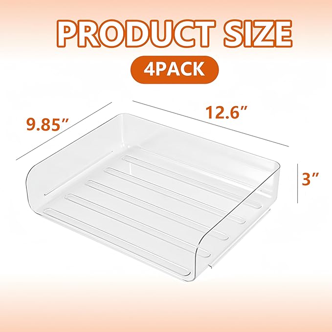 Desk Organizer Stackable Desk Paper Letter Tray Organizer Office Desktop File Paper Holder Book Storage Organization Rack (Clear, 4 x Standard Entry)
