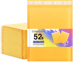 52Pack Yellow 8.5x12in Kraft Bubble Mailers Small Business Mailing Packages Self-Sealing Paper Envelopes, Mailer Shipping Padded Envelopes with Strong Adhesion for Jewelry Makeup Supplies