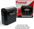 Promot Pre-Inked Custom Deposit Stamp - Personalized Text, Refillable Custom Stamp with Built-in Ink Reservoir, Easy 3-Step Re-Inking, Customized Rubber Stamp for Bank and Businesses (4-Lines)