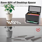 Stainless Steel Pencil Dispenser/Pen Holder for Classroom Home Restaurant for Bulk Pencils Storage/Unwrapped Drinking Straws Storage (Black)