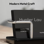 NIUBEE Acrylic Business Card Holder: Metal Business Card Display Stand for Desk - Frosted Name Card Organizer for Office, Reception, Desktop (Silver) - 2pack