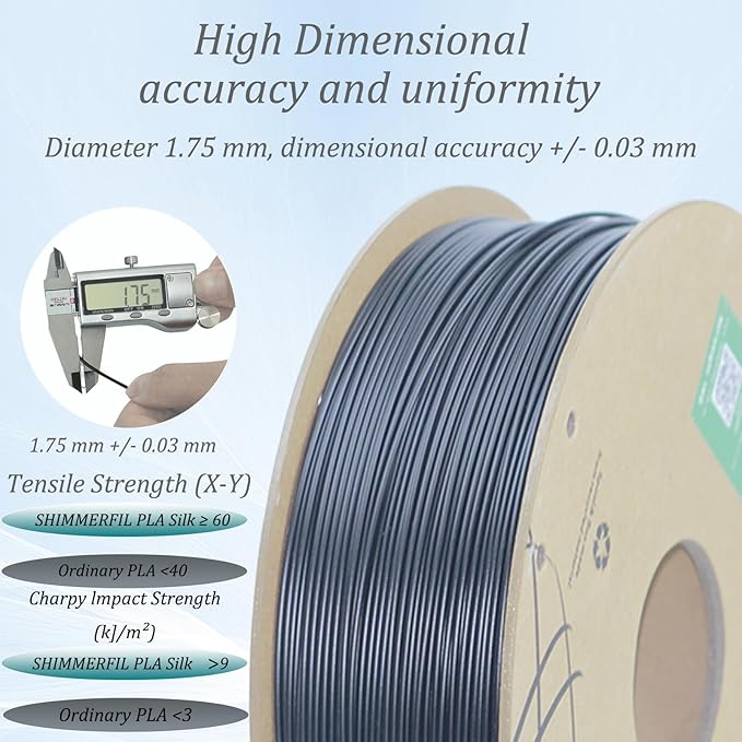 Silk Filament 1.75, Pla + Filament, 3D Printer Filament, Dimensional Accuracy +/- 0.03 Mm, 3D Printer Filament Silk, Pla Filament', Pla 1 Kg (2.2 Lbs), Fit Most FDM 3D Printers (Teal Gold)