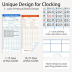 Time Clock with Passcode, Auto-Align Time Card Machine, 6 Punches per Day Time Clock Punch Machine with 100 Time Cards, 2 Ink Ribbons and 4 Racks(White, Military Time)