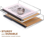 SANRUI 2 Tier Acrylic Stackable Paper Letter Tray, Vertical A4 File Desk Organizer and Accessories Sorter Tray, Clear Workspace Office Supplies Organizers, 12inx9.25inx3.42in