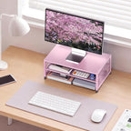 Computer Monitor Stand Riser, Desk Organizers and Accessories, Printer & Laptop Stand, Office Desk Accessories & Desktop Workspace Organizers for Office Supplies (Pink)